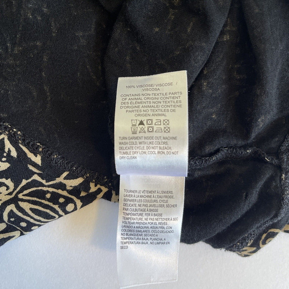 Lucky Brand Peasant Blouse Womens Plus Size 1X Black Floral Boho Western - Picture 5 of 7